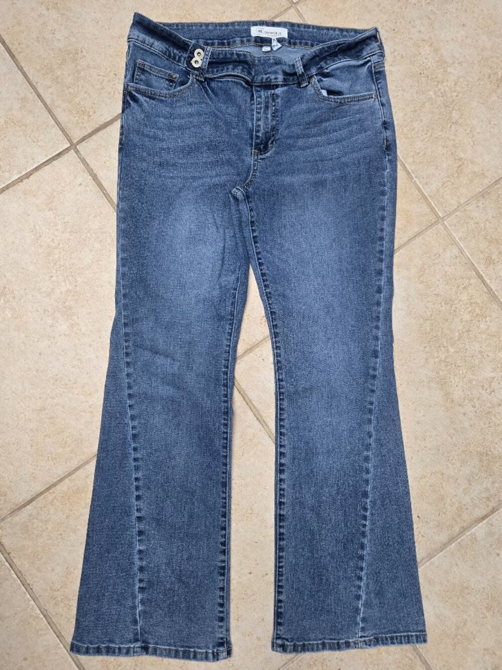 RE Generation Flare Jeans Celebrity Pink Double Button Seamed Size 13 Boho